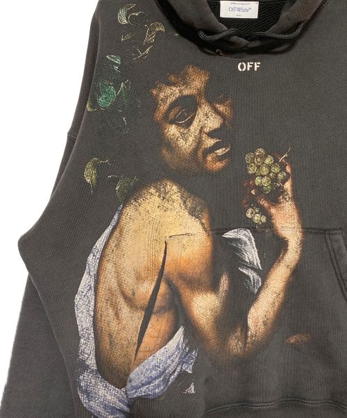 OFFWHITE（オフホワイト）OFFWHITE (オフホワイト) Bacchus-print cotton hoodie グレー サイズ:XSの古着・服飾アイテム