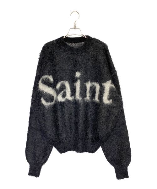 SAINT MICHAEL（セントマイケル）SAINT MICHAEL (セントマイケル) CREW NECK KNIT ブラック×ホワイト サイズ:Lの古着・服飾アイテム