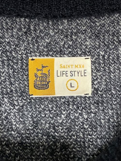 SAINT MICHAEL（セントマイケル）SAINT MICHAEL (セントマイケル) CREW NECK KNIT ブラック×ホワイト サイズ:Lの古着・服飾アイテム