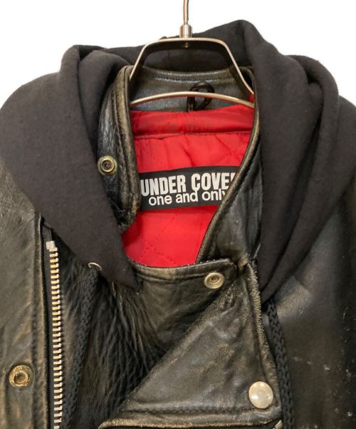UNDERCOVER（アンダーカバー）UNDERCOVER (アンダーカバー) undakoVR ONE OFF フード付きレザージャケット/Archive ブラック サイズ:-の古着・服飾アイテム