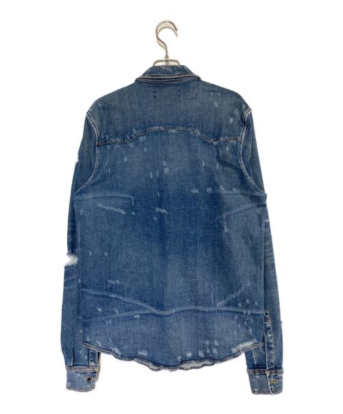 AMIRI（アミリ）AMIRI (アミリ) クラッシュ加工デニムシャツ インディゴ サイズ:Sの古着・服飾アイテム