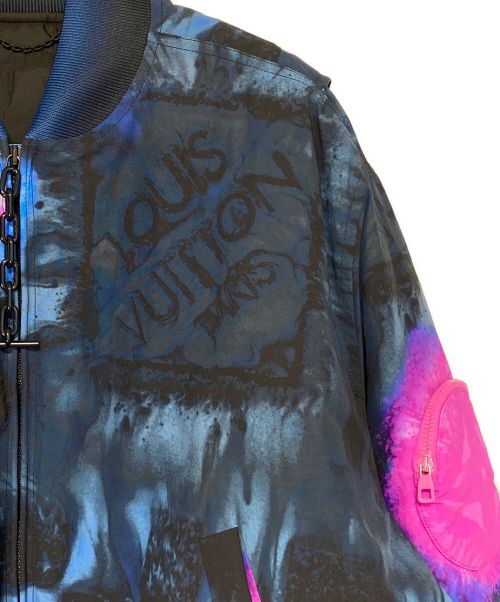 LOUIS VUITTON（ルイ ヴィトン）LOUIS VUITTON (ルイ ヴィトン) ソルトプリントボンバージャケット ブルー サイズ:46の古着・服飾アイテム