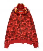 A BATHING APEアベイシングエイプ）の古着「COLOR CAMO SHARK FULL ZIP HOODIE」｜レッド