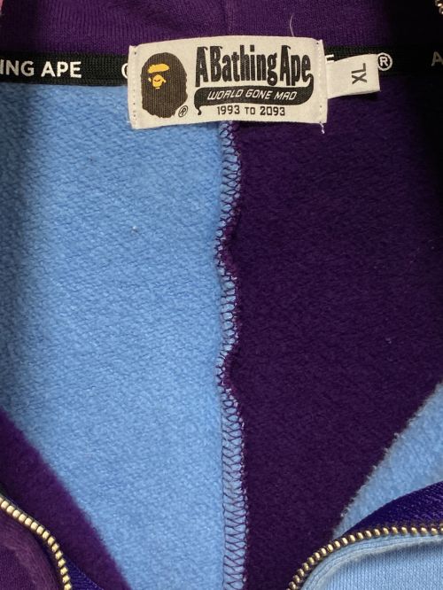 A BATHING APE（アベイシングエイプ）A BATHING APE (アベイシングエイプ) CHECK SHARK RELAXED ZIP HOODIE パープル サイズ:XLの古着・服飾アイテム