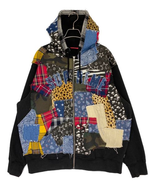 SUPREME（シュプリーム）SUPREME (シュプリーム) Patchwork Zip Up Hooded Sweatshirt ブラック×マルチカラー サイズ:SIZE Lの古着・服飾アイテム