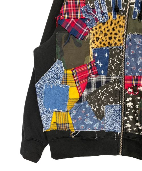 SUPREME（シュプリーム）SUPREME (シュプリーム) Patchwork Zip Up Hooded Sweatshirt ブラック×マルチカラー サイズ:SIZE Lの古着・服飾アイテム