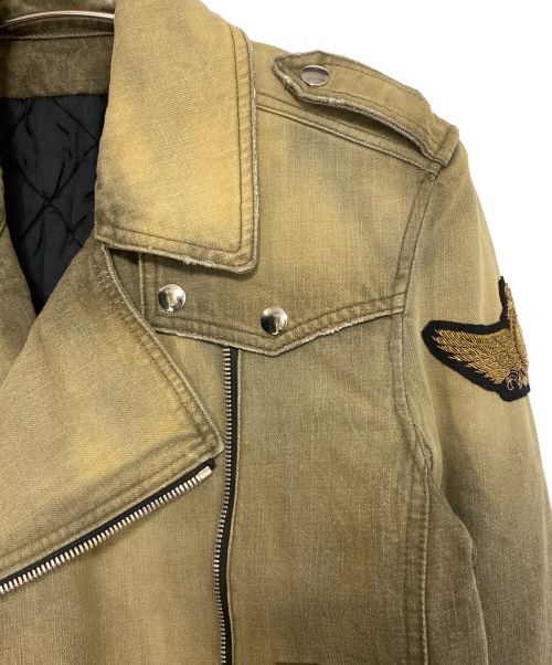 BALMAIN（バルマン）BALMAIN (バルマン) 金属刺繍デニムライダースジャケット オリーブ サイズ:Mの古着・服飾アイテム