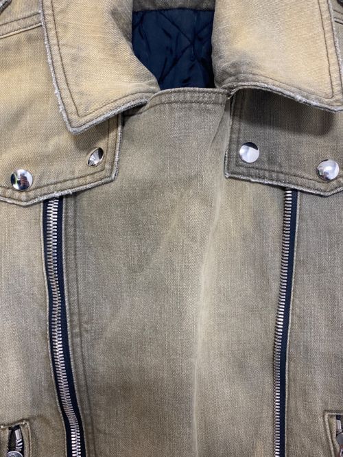BALMAIN（バルマン）BALMAIN (バルマン) 金属刺繍デニムライダースジャケット オリーブ サイズ:Mの古着・服飾アイテム