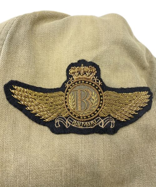 BALMAIN（バルマン）BALMAIN (バルマン) 金属刺繍デニムライダースジャケット オリーブ サイズ:Mの古着・服飾アイテム