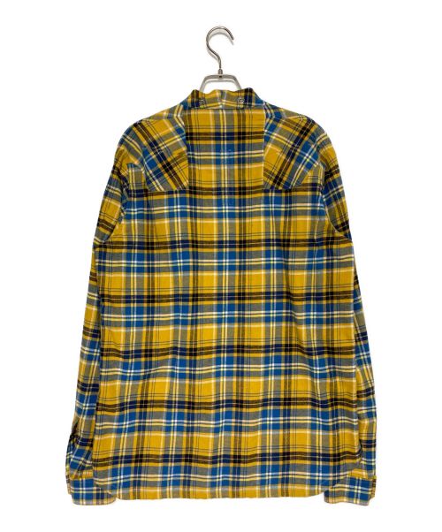 RICK OWENS（リックオウエンス）RICK OWENS (リック オウエンス) スナップボタンノーカラーチェック イエロー サイズ:42の古着・服飾アイテム