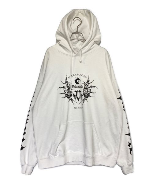 VETEMENTS（ヴェトモン）VETEMENTS (ヴェトモン) Black Label Logo Hoodie ホワイト サイズ:Sの古着・服飾アイテム