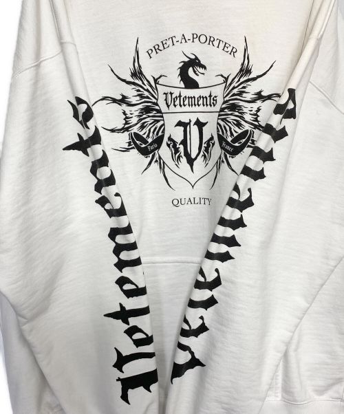 VETEMENTS（ヴェトモン）VETEMENTS (ヴェトモン) Black Label Logo Hoodie ホワイト サイズ:Sの古着・服飾アイテム