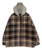 SUPREME×Dickiesシュプリーム×ディッキーズ）の古着「Plaid Hooded Zip Up Shirt」｜グレー×ブラウン
