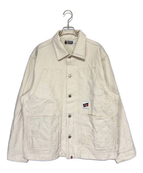 A BATHING APE（アベイシングエイプ）A BATHING APE (アベイシングエイプ) LINE CAMO PATCH WORK JACKET アイボリー サイズ:Lの古着・服飾アイテム
