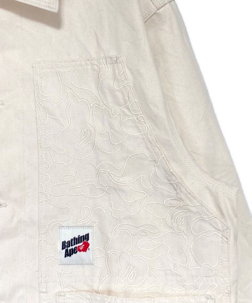 A BATHING APE（アベイシングエイプ）A BATHING APE (アベイシングエイプ) LINE CAMO PATCH WORK JACKET アイボリー サイズ:Lの古着・服飾アイテム