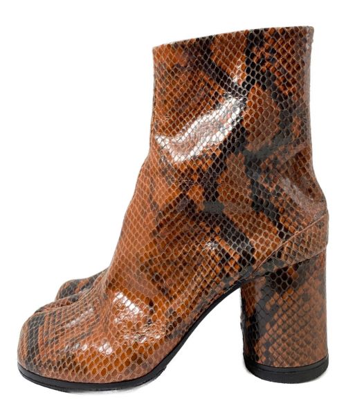 Maison Margiela（メゾンマルジェラ）Maison Margiela (メゾンマルジェラ) パイソン柄ヒールブーツ ブラウン×ブラック サイズ:36の古着・服飾アイテム