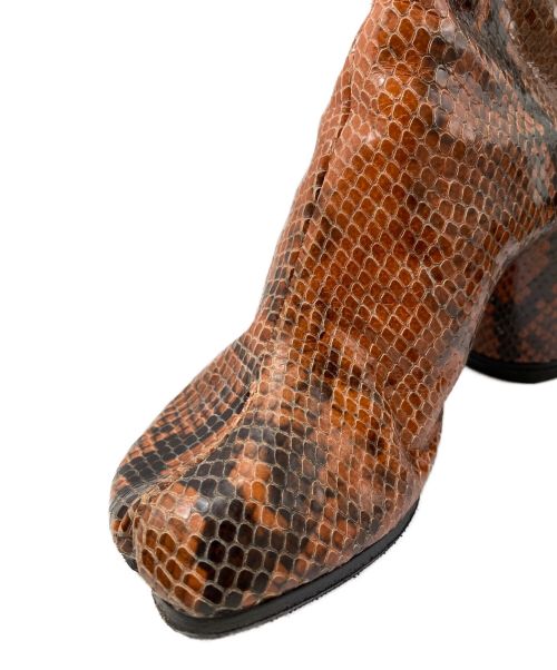 Maison Margiela（メゾンマルジェラ）Maison Margiela (メゾンマルジェラ) パイソン柄ヒールブーツ ブラウン×ブラック サイズ:36の古着・服飾アイテム