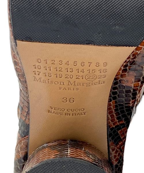 Maison Margiela（メゾンマルジェラ）Maison Margiela (メゾンマルジェラ) パイソン柄ヒールブーツ ブラウン×ブラック サイズ:36の古着・服飾アイテム