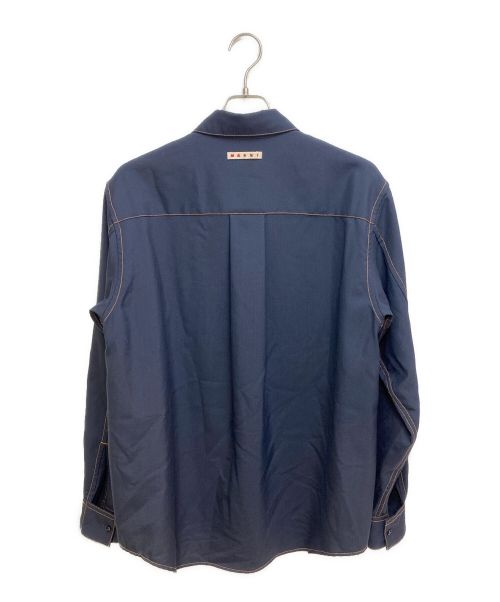 MARNI（マルニ）MARNI (マルニ) 23AW トロピカルウールワークシャツ ネイビー サイズ:46の古着・服飾アイテム