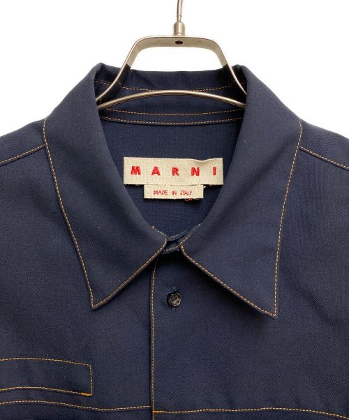 MARNI（マルニ）MARNI (マルニ) 23AW トロピカルウールワークシャツ ネイビー サイズ:46の古着・服飾アイテム