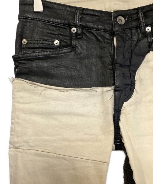 RICK OWENS（リックオウエンス）RICK OWENS (リック オウエンス) デニムパンツ ホワイト×ブラック サイズ:28の古着・服飾アイテム