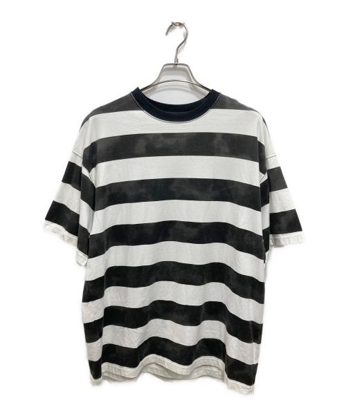 MINEDENIM（マインデニム）MINEDENIM (マインデニム) かすれ加工ボーダーTシャツ ブラック×ホワイト サイズ:Lの古着・服飾アイテム