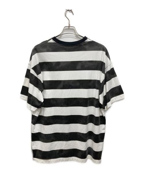 MINEDENIM（マインデニム）MINEDENIM (マインデニム) かすれ加工ボーダーTシャツ ブラック×ホワイト サイズ:Lの古着・服飾アイテム