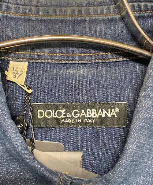 DOLCE & GABBANA（ドルチェ＆ガッバーナ）DOLCE & GABBANA (ドルチェ＆ガッバーナ) タグデザインウエスタンデニムシャツ インディゴ サイズ:37の古着・服飾アイテム
