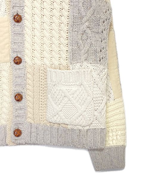 SUPREME（シュプリーム）SUPREME (シュプリーム) Patchwork Cable Knit Cardigan ホワイト×グレー サイズ:Sの古着・服飾アイテム