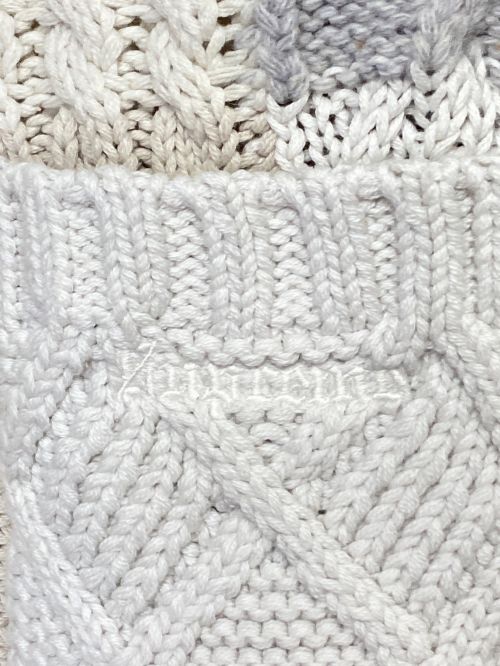 SUPREME（シュプリーム）SUPREME (シュプリーム) Patchwork Cable Knit Cardigan ホワイト×グレー サイズ:Sの古着・服飾アイテム