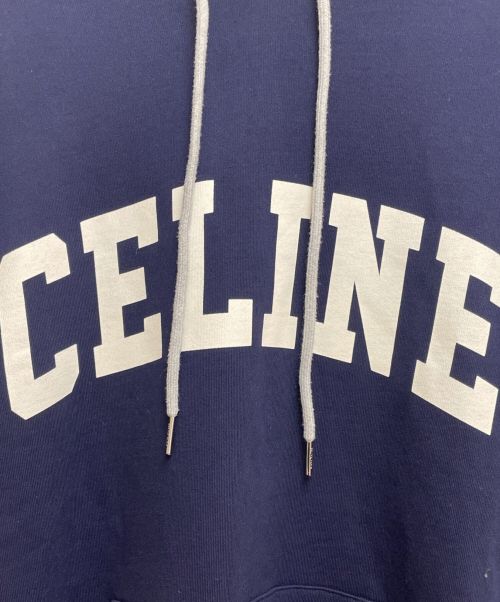 CELINE（セリーヌ）CELINE (セリーヌ) Two-tone Hoodie in Cotton Fleece(ツートーンフーディ インコットンフリース) ネイビー サイズ:Mの古着・服飾アイテム