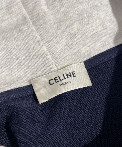 CELINE（セリーヌ）CELINE (セリーヌ) Two-tone Hoodie in Cotton Fleece(ツートーンフーディ インコットンフリース) ネイビー サイズ:Mの古着・服飾アイテム