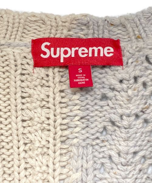 SUPREME（シュプリーム）SUPREME (シュプリーム) Patchwork Cable Knit Cardigan アイボリー サイズ:Sの古着・服飾アイテム