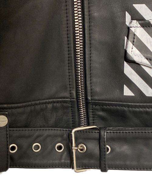 OFFWHITE（オフホワイト）OFFWHITE (オフホワイト) レザージャケット ブラック サイズ:Mの古着・服飾アイテム