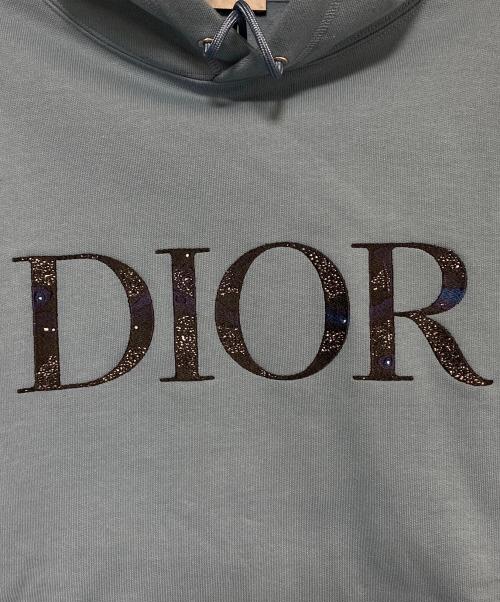 Dior（ディオール）Dior (ディオール) ロゴ刺繍パーカー ブルー サイズ:Mの古着・服飾アイテム