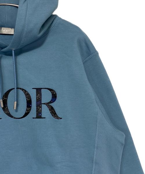 Dior（ディオール）Dior (ディオール) ロゴ刺繍パーカー ブルー サイズ:Mの古着・服飾アイテム