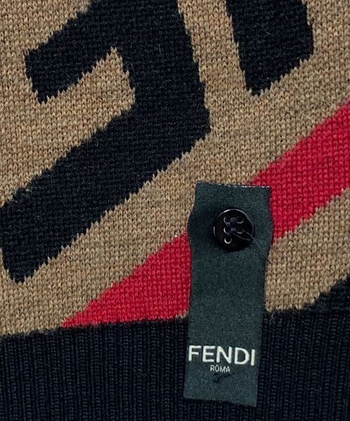 FENDI（フェンディ）FENDI (フェンディ) FFロゴ ズッカ柄 ニット ブラウン サイズ:50の古着・服飾アイテム