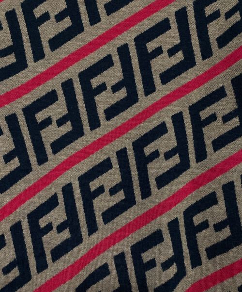 FENDI（フェンディ）FENDI (フェンディ) FFロゴ ズッカ柄 ニット ブラウン サイズ:50の古着・服飾アイテム