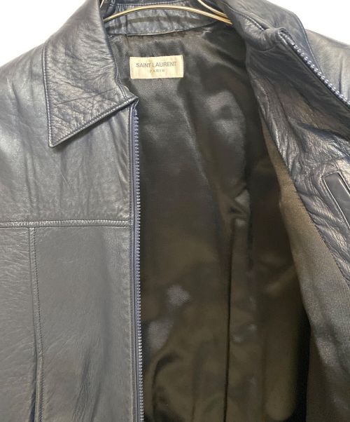 Saint Laurent Paris（サンローランパリ）Saint Laurent Paris (サンローランパリ) シングルレザージャケット ネイビー サイズ:44の古着・服飾アイテム