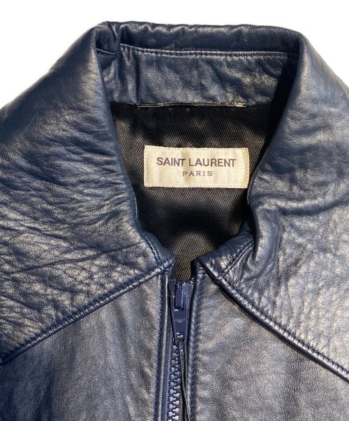 Saint Laurent Paris（サンローランパリ）Saint Laurent Paris (サンローランパリ) シングルレザージャケット ネイビー サイズ:44の古着・服飾アイテム