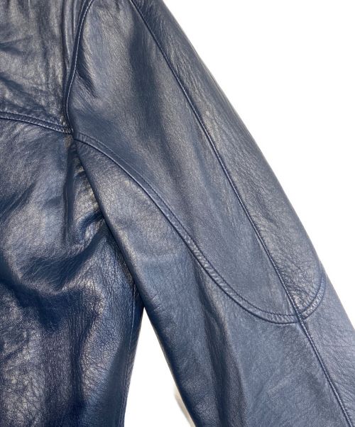 Saint Laurent Paris（サンローランパリ）Saint Laurent Paris (サンローランパリ) シングルレザージャケット ネイビー サイズ:44の古着・服飾アイテム