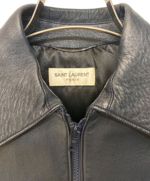 Saint Laurent Paris（サンローランパリ）Saint Laurent Paris (サンローランパリ) シングルレザージャケット ネイビー サイズ:44の古着・服飾アイテム