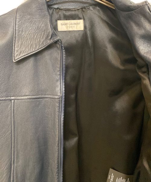 Saint Laurent Paris（サンローランパリ）Saint Laurent Paris (サンローランパリ) シングルレザージャケット ネイビー サイズ:44の古着・服飾アイテム