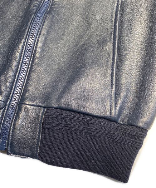 Saint Laurent Paris（サンローランパリ）Saint Laurent Paris (サンローランパリ) シングルレザージャケット ネイビー サイズ:44の古着・服飾アイテム