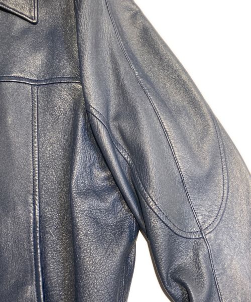 Saint Laurent Paris（サンローランパリ）Saint Laurent Paris (サンローランパリ) シングルレザージャケット ネイビー サイズ:44の古着・服飾アイテム