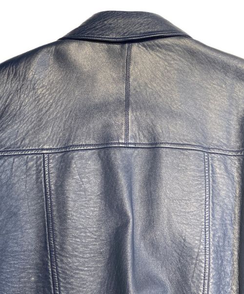 Saint Laurent Paris（サンローランパリ）Saint Laurent Paris (サンローランパリ) シングルレザージャケット ネイビー サイズ:44の古着・服飾アイテム