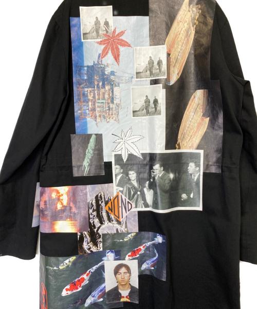 RAF SIMONS（ラフシモンズ）RAF SIMONS (ラフシモンズ) コラージュバックプリント フードロングコート ブラック サイズ:48の古着・服飾アイテム