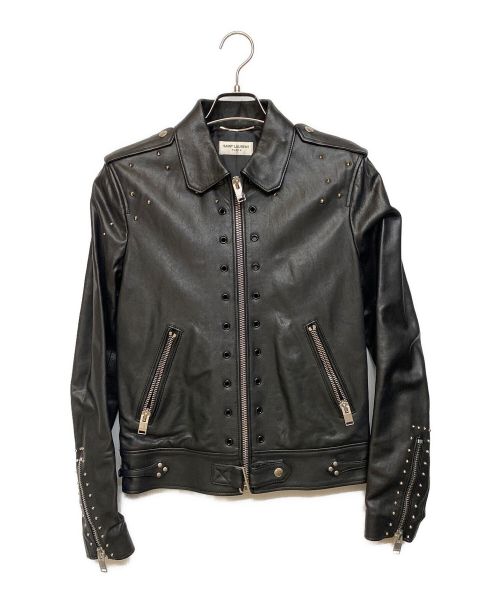 Saint Laurent Paris（サンローランパリ）Saint Laurent Paris (サンローランパリ) スタッズデザインライダースジャケット ブラック サイズ:44の古着・服飾アイテム
