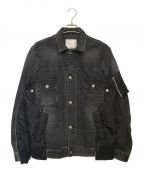 sacaiサカイ）の古着「Denim x MA-1 Jacket(デニム×エムエーワンジャケット)」｜ブラック
