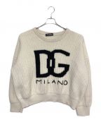 DOLCE & GABBANAドルチェ＆ガッバーナ）の古着「DGロゴハイゲージニット」｜ホワイト